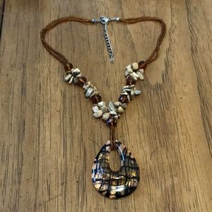 Macy’s Seed & Malachite Bead Murano Glass Necklace